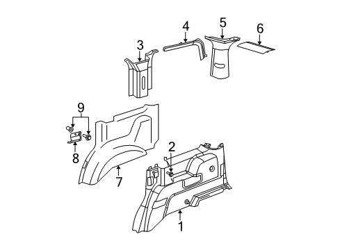 2006 Dodge Durango Rear Quarter Trim Diagram for 5KT67BD5AC