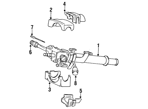 1992 Dodge W150 Shroud, Switches & Levers Diagram