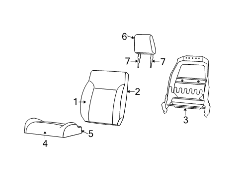 2009 Dodge Nitro Headrest, Front Diagram for 1FX341J8AA