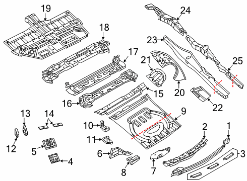 2014 Jeep Grand Cherokee Rail Reinforcement, Rear Diagram for 68193886AB