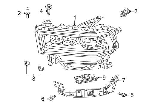 2020 Ram 3500 Headlamp Assembly, Black Bezel Diagram for 68360182AC