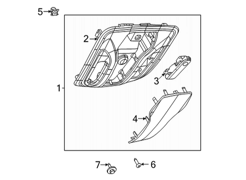 2021 Chrysler Pacifica Overhead Console, Upper Diagram for 6EY71PD2AC