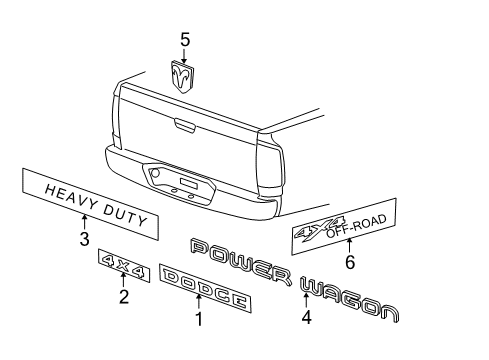 2008 Dodge Ram 2500 Nameplate, Rear Diagram for 55077758AA