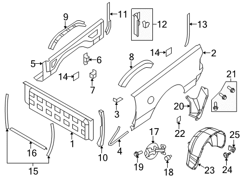 2015 Ram 1500 Side Panel, Rear Outer Passenger Side Diagram for 68146556AB