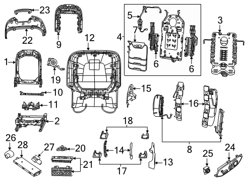 2025 Jeep Grand Cherokee Driver Seat Components Diagram
