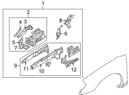 2002 Chrysler Sebring Sidemember Assembly, Front Passenger Side Diagram for MR392164