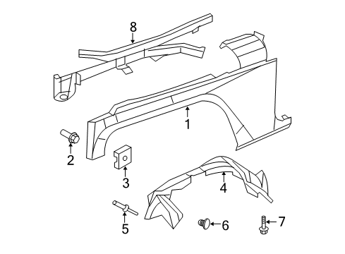 2009 Jeep Wrangler Fender, Front Passenger Side Diagram for 68029992AC