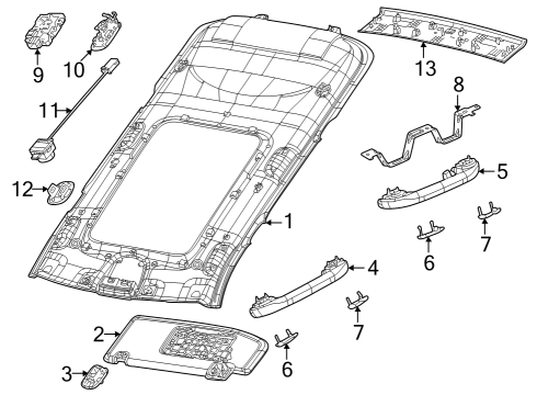 2022 Jeep Grand Cherokee Headliner, Beige Diagram for 7KJ62WT3AA