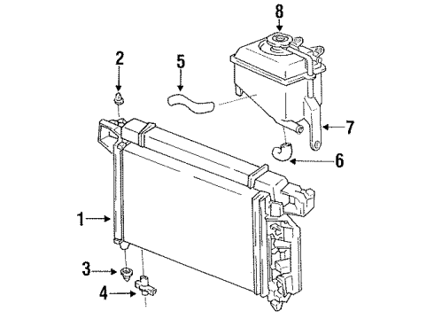 1997 Chrysler LHS Radiator & Components Diagram