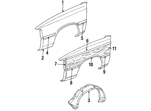 1987 Dodge Aries Exterior Trim - Fender Diagram