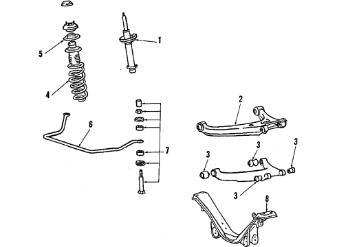 1986 Dodge Conquest Stabilizer Bar & Components Diagram