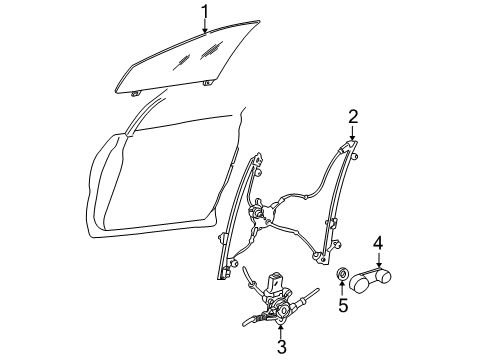 2004 Dodge Caravan Regulator Handle, Front Diagram for FW80ZJ3