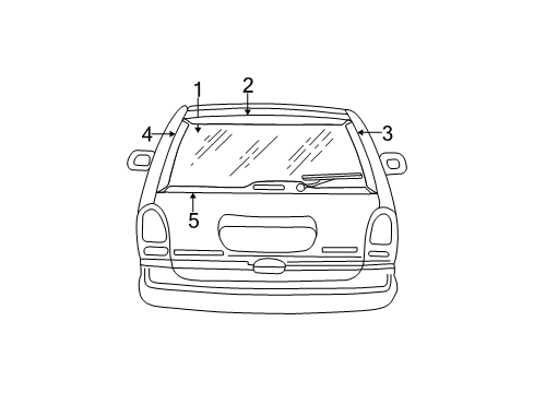 2007 Chrysler Town & Country Lift Gate Glass, Rear Diagram for 5020774AC