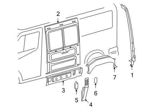 2005 Dodge Sprinter 2500 Inner Structure & Rails - Side Panel Diagram