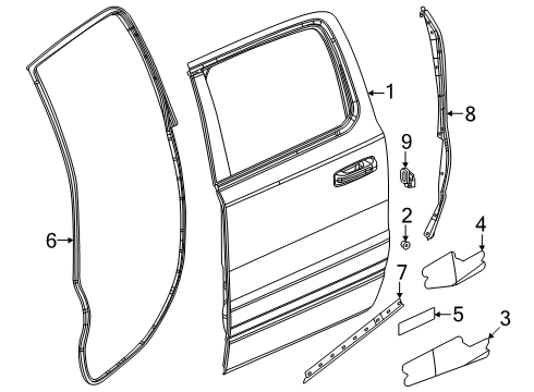 2025 Ram 1500 Rear Weatherstrip, Driver Side Diagram for 68306173AC