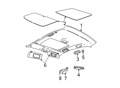 2003 Dodge Stratus Sunvisor, Driver Side Diagram for TE35TL2AB