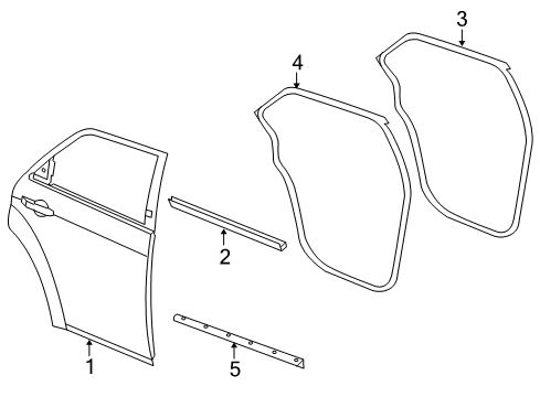 2007 Dodge Charger Body Weatherstrip, Rear Driver Side Diagram for 5065457AG