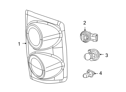 2009 Dodge Ram 2500 Tail Lamp, Passenger Side Diagram for 55277302AC