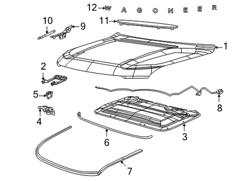 2023 Jeep Grand Wagoneer Hood Diagram for 68339483AE