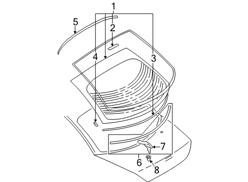 2003 Chrysler Sebring Reveal Molding, Rear Upper Diagram for MR432864