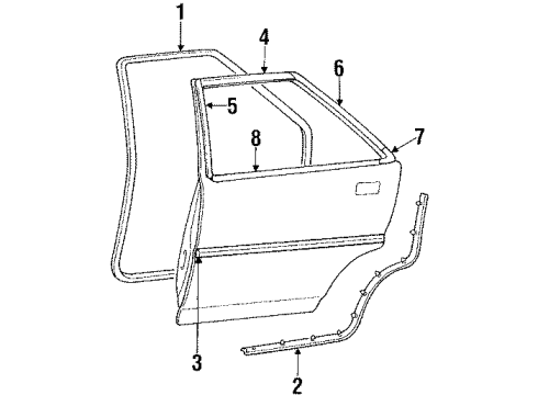 1986 Dodge Colt Exterior Trim - Rear Door Diagram