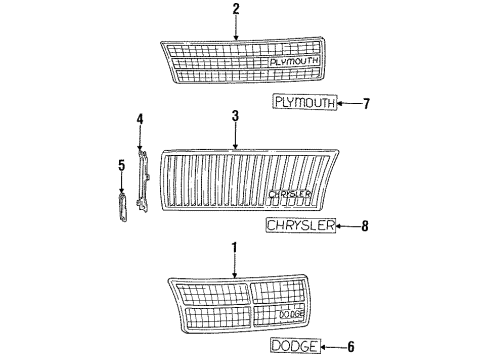 1995 Chrysler Town & Country Upper Molding Diagram for HW12PGF