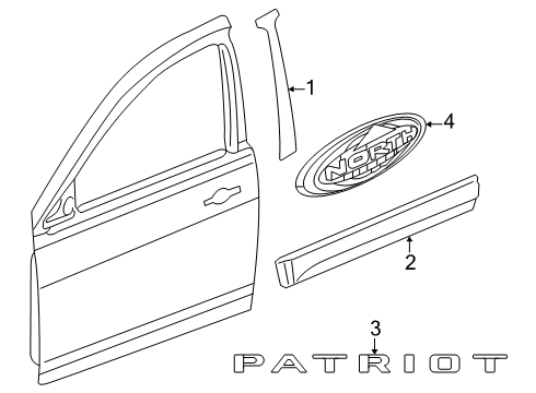 2014 Jeep Patriot Nameplate, Silver Diagram for 68081123AA