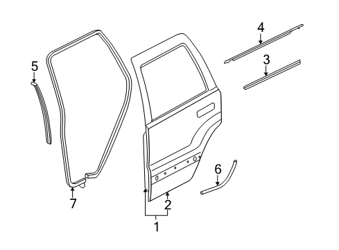 2010 Jeep Commander Surround Weatherstrip, Rear Diagram for 55396700AI