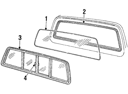 1990 Dodge W350 Weatherstrip, Rear Diagram for 4335283
