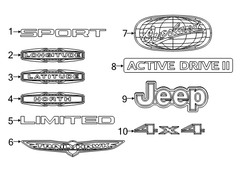 2020 Jeep Cherokee Nameplate Liftgate Diagram for 68418945AB