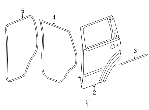 2012 Jeep Liberty Door Weatherstrip, Rear Outer Driver Side Diagram for 68045993AB