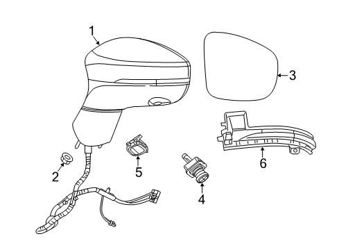 2019 Chrysler Pacifica Power Mirror, Velvet Red, Front Passenger Side Diagram for 5RM12NRVAE