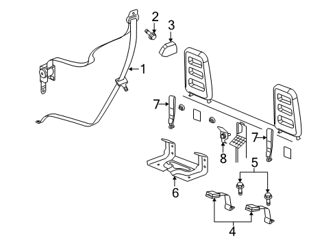 2005 Dodge Dakota Child Seat Bracket, Rear Diagram for 55361198AB