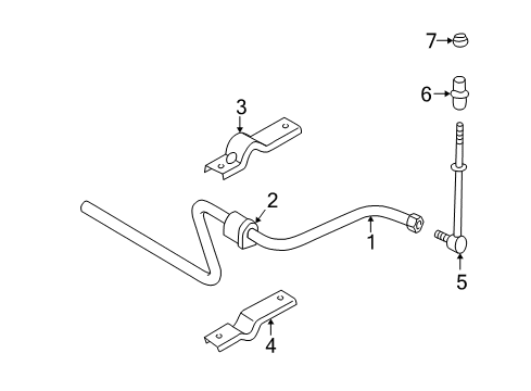 2004 Dodge Intrepid Stabilizer Bar Bushing, Rear Diagram for 4782857AA