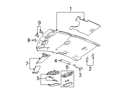 2008 Dodge Avenger Sunvisor, Passenger Side Diagram for 1HW52DW1AB
