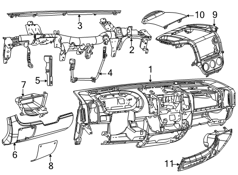 2024 Ram ProMaster EV Cluster & Switches, Instrument Panel & Components Diagram