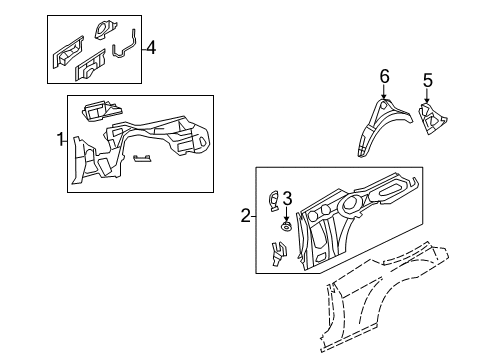 2012 Chrysler 200 Wheelhouse Panel, Rear Outer Passenger Side Diagram for 5074100AE