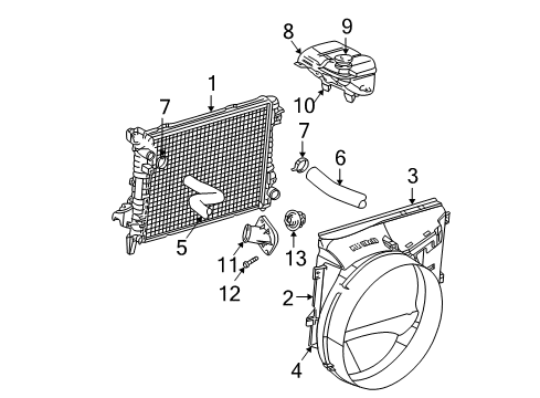 2002 Dodge Ram 1500 Radiator & Components Diagram