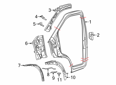 2015 Ram ProMaster 1500 Aperture Panel, Front Outer Driver Side Diagram for 68167535AA