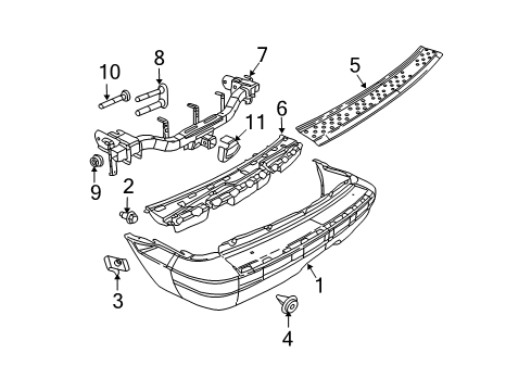 2007 Dodge Durango Bumper Cover, Rear Diagram for 68002937AB