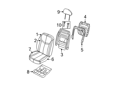 2009 Chrysler Sebring Seat Back Pad, Front Driver Side Diagram for 68052044AA