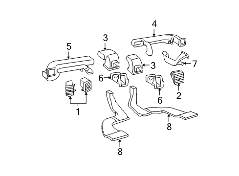 2009 Chrysler Town & Country Center Duct, Front Passenger Side Diagram for 68030850AA