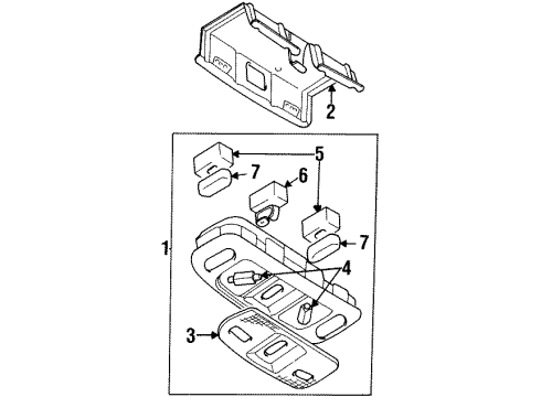 1997 Dodge Avenger Dome Lamp Assembly, Beige Diagram for MR757864