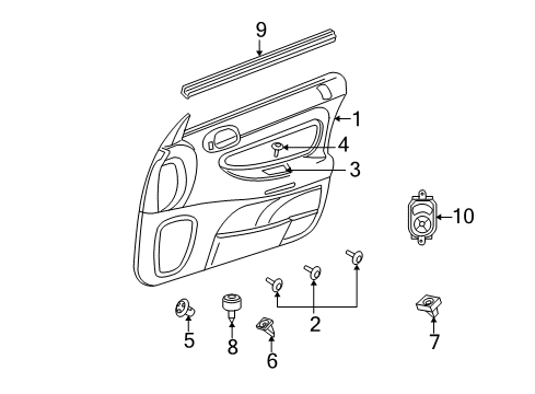 2002 Dodge Stratus Door Trim Panel, Taupe, Front Inner Driver Side Diagram for UL331L5AC