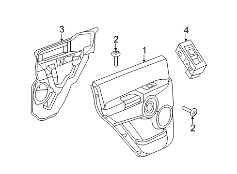 2008 Jeep Commander Rear Door Trim, Gray, Inner Passenger Side Diagram for 1JZ801D1AB
