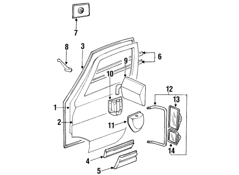 1993 Dodge B250 Mirror Diagram for 55075000