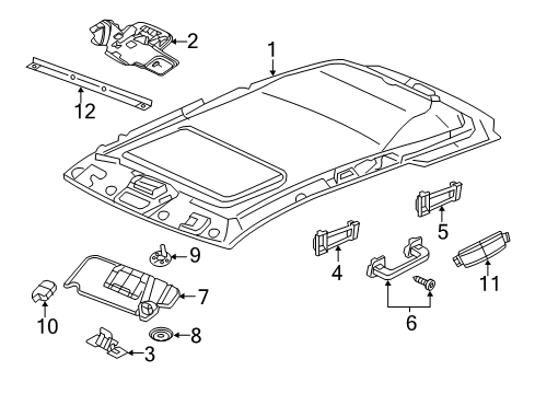 2011 Jeep Grand Cherokee Sunvisor, Gray, Driver Side Diagram for 1LS25HDAAH