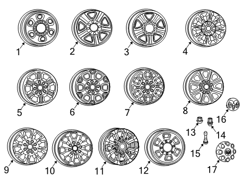 2024 Ram 2500 Cap Wheel Center Diagram for 7BH20DX8AA
