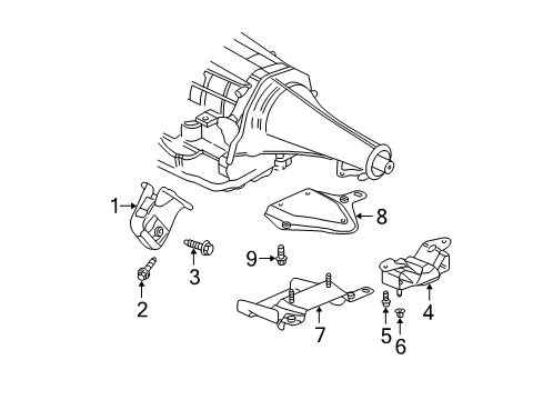 2003 Dodge Ram 1500 Motor Mount, Driver Side Diagram for 52020603AC