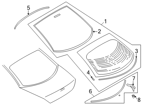 2001 Dodge Stratus Back Glass Spacer, Rear Lower Diagram for MB634802